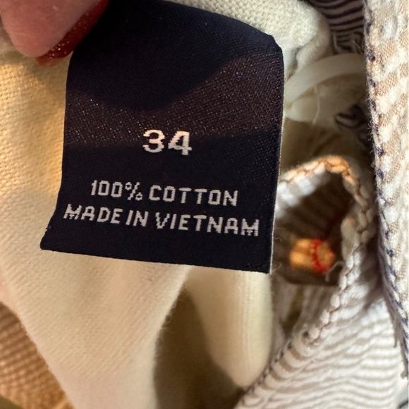 Men's Cremieux Brown & White Seersucker Shorts Sz 34 - Picture 7 of 7